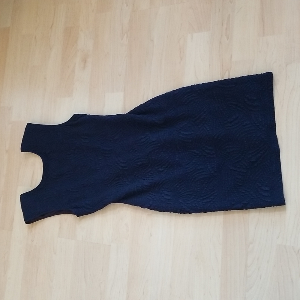 Backstage Blue Stretchy Textured Skin Tight Pencil Dress Exposed Back Sleevess